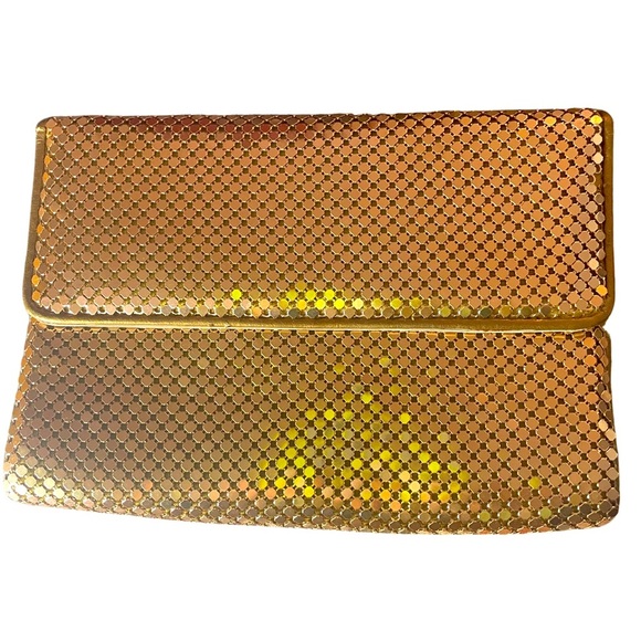 Vintage Whiting and Davis 1980s Gold Mesh Clutch or Shoulder Bag,‎ EUC - Picture 1 of 8